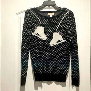 COPY - Loft black polka dot ice skate sweater